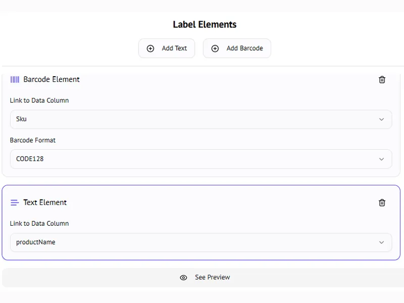 Designing a large pallet tracking label in the BarcodX generator.